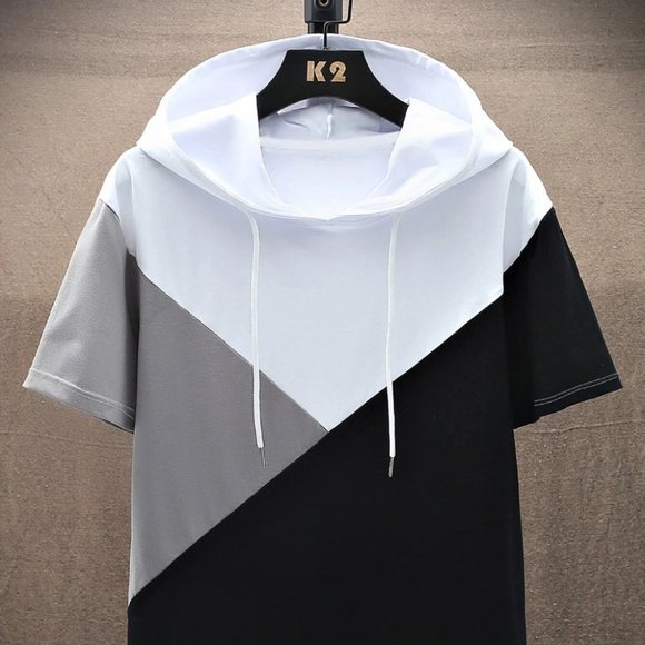 undefined Other - Casual Men's Contrast Colorblock Hooded Tee